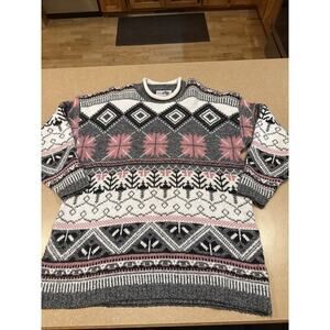 Vintage 80s 90s Cut 4 U Sweater Cottagecore Nordic Fair Isle Cozy Oversized OS M